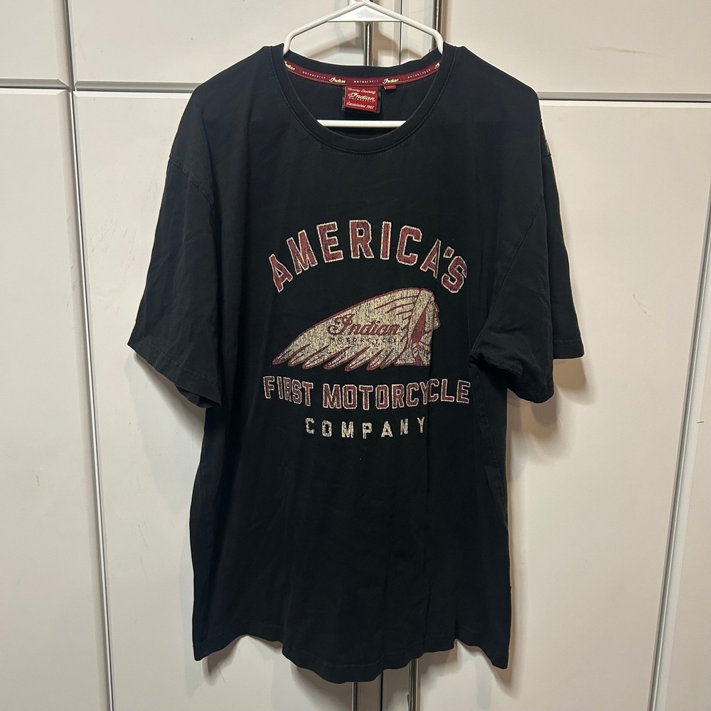 Indian Motorcycle Mens XL Black Graphic Tee Americas First Motorcycle Company